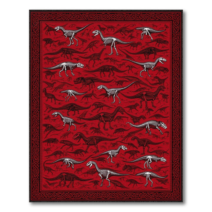 Dinosaur Skeleton Red Area Rug