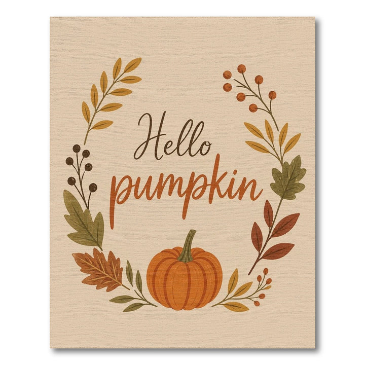 Hello Pumpkin Autumn Wreath Area Rug