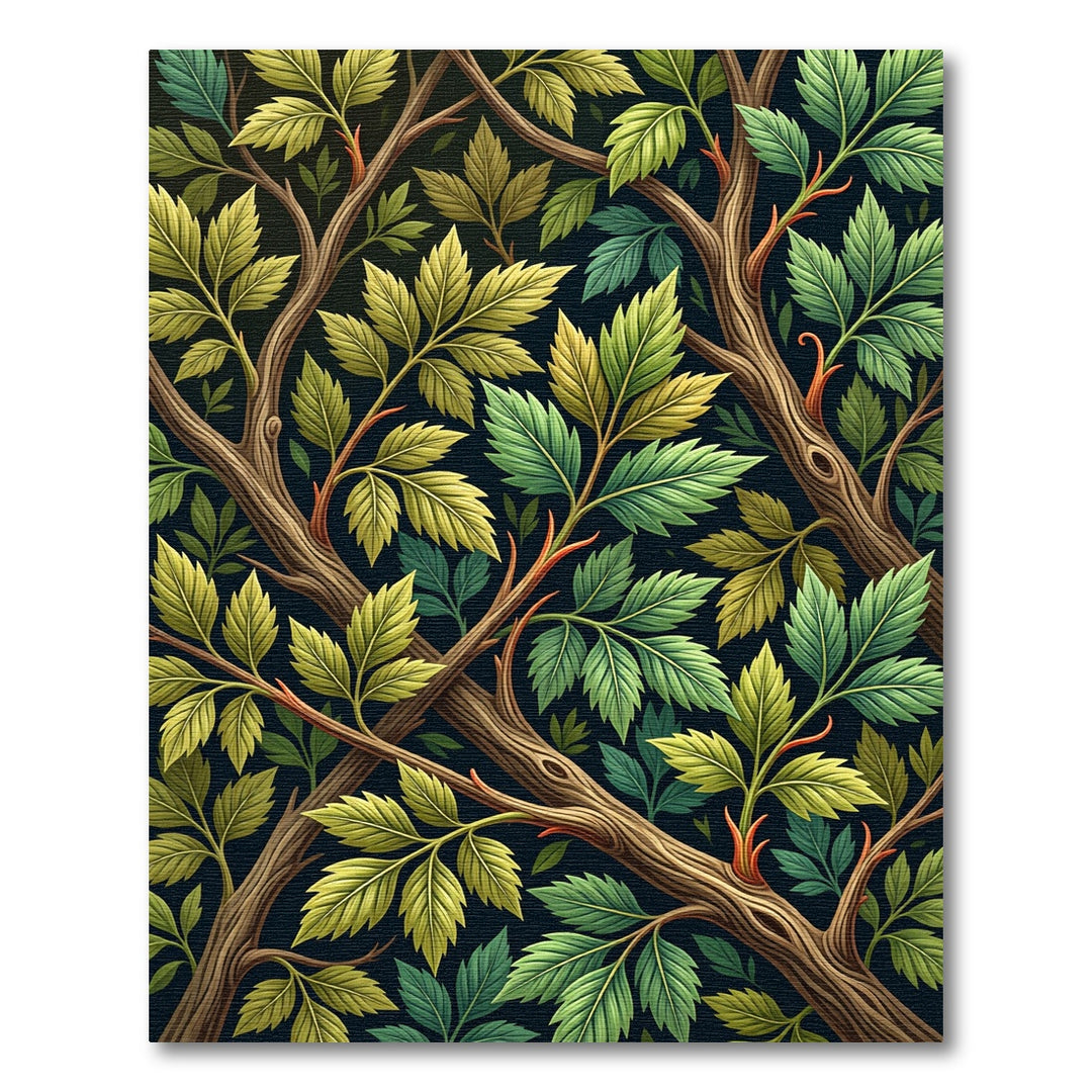 Vintage Greenery Branch Foliage Rug
