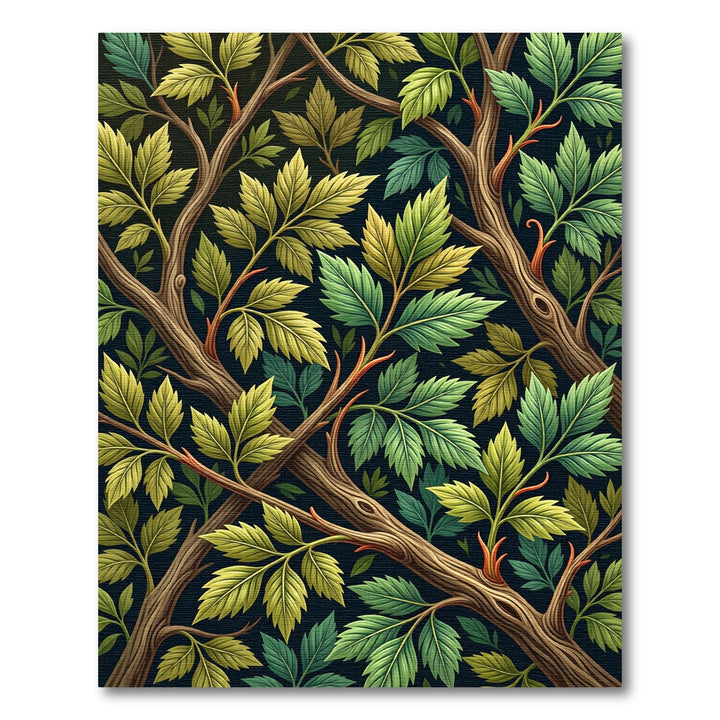 Vintage Greenery Branch Foliage Rug