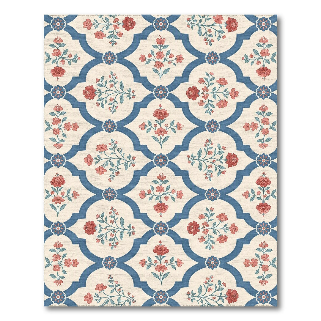 Blue Floral Vintage Area Rug