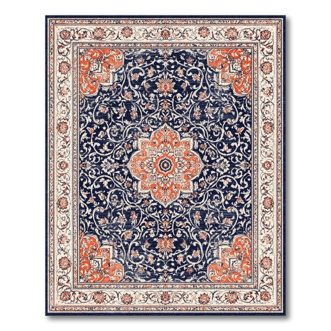 Medallion Navy Blue Traditional Persian Medallion Area Rug