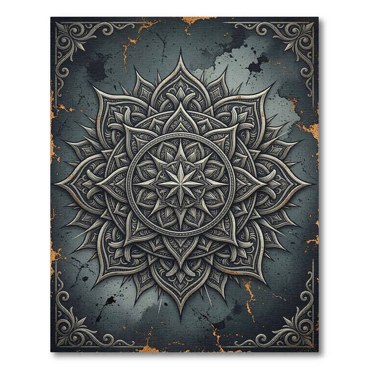 Elegant Black Gold Mandala Rug