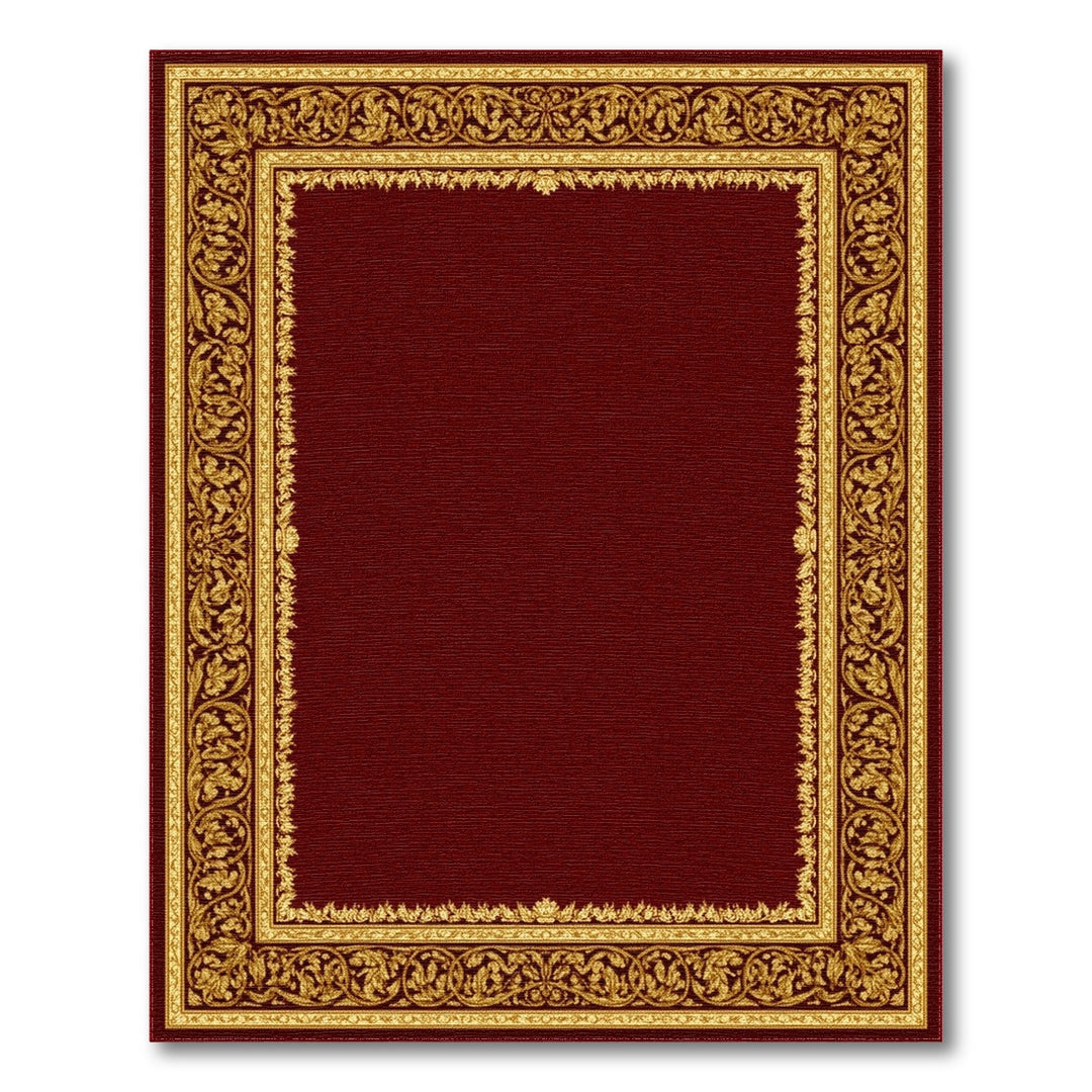 Rich Red Traditional Persian Rug with Gold Ornate Border