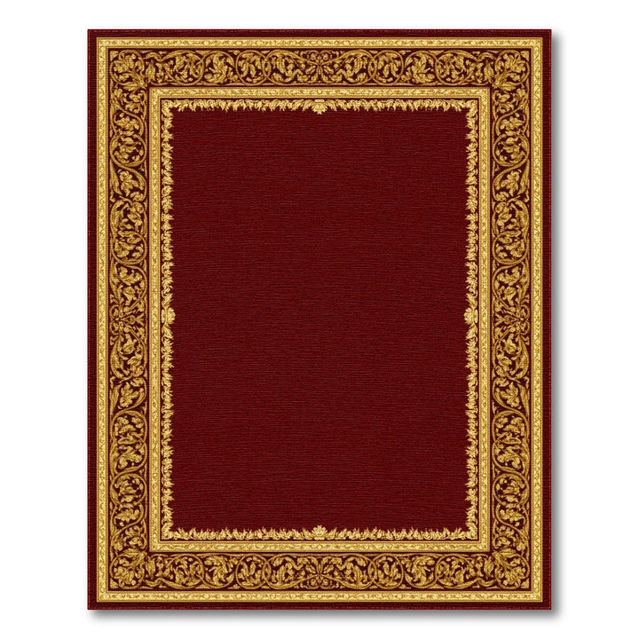 Rich Red Traditional Persian Rug with Gold Ornate Border