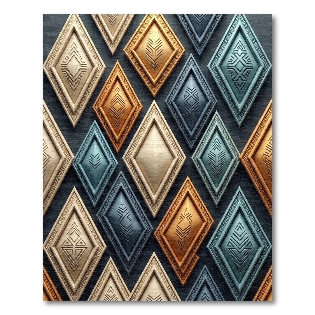 Tribal Diamond Relief Geometric Pattern Rug