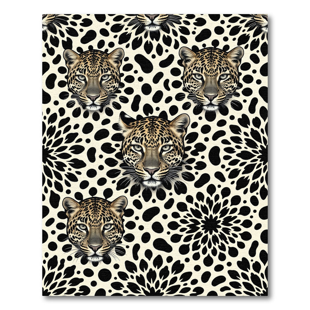 Bold Leopard Face Botanical Rug