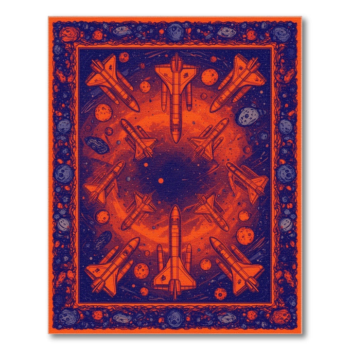 Orange Cosmic Shuttle Washable Area Rug