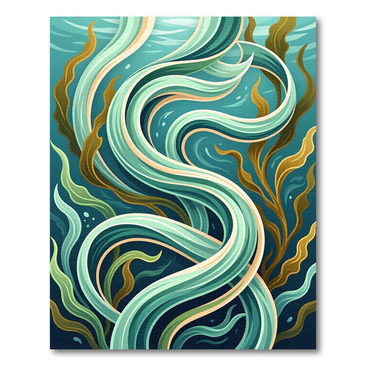 Wavy Kelp and Coral Swirl Rug