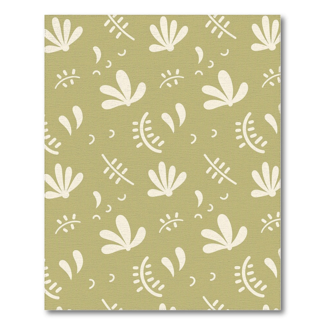 Sage Green Floral Washable Area Rug