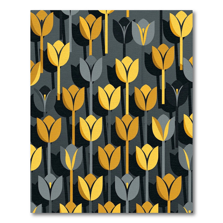 Yellow Gray Abstract Tulip Rug
