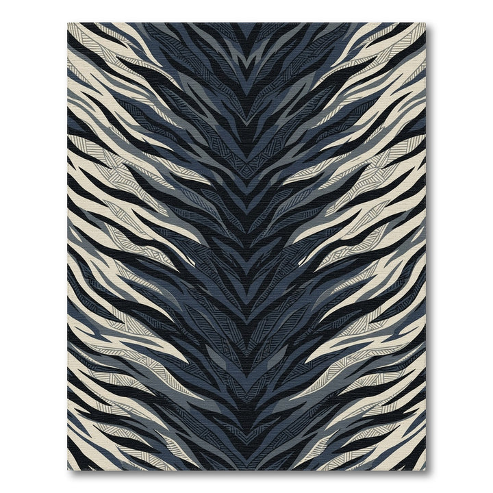 Dark Blue Zebra Stripe Texture Rug