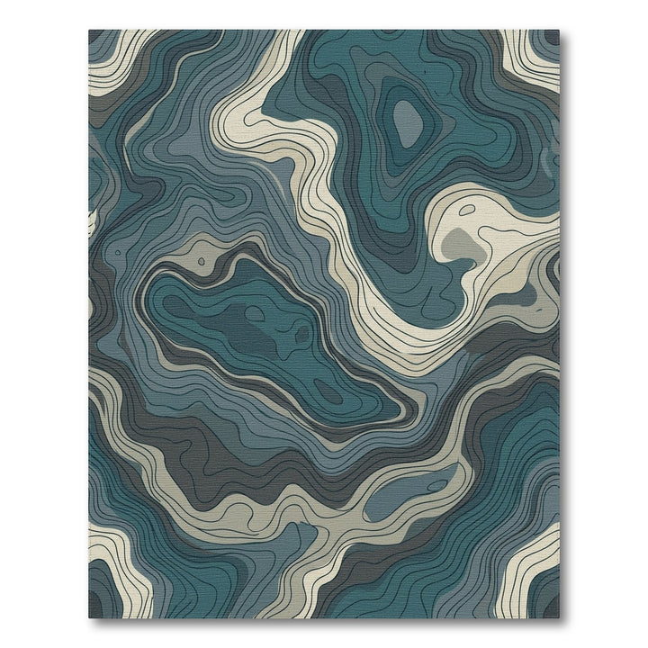 Teal Beige Contour Landscape Rug