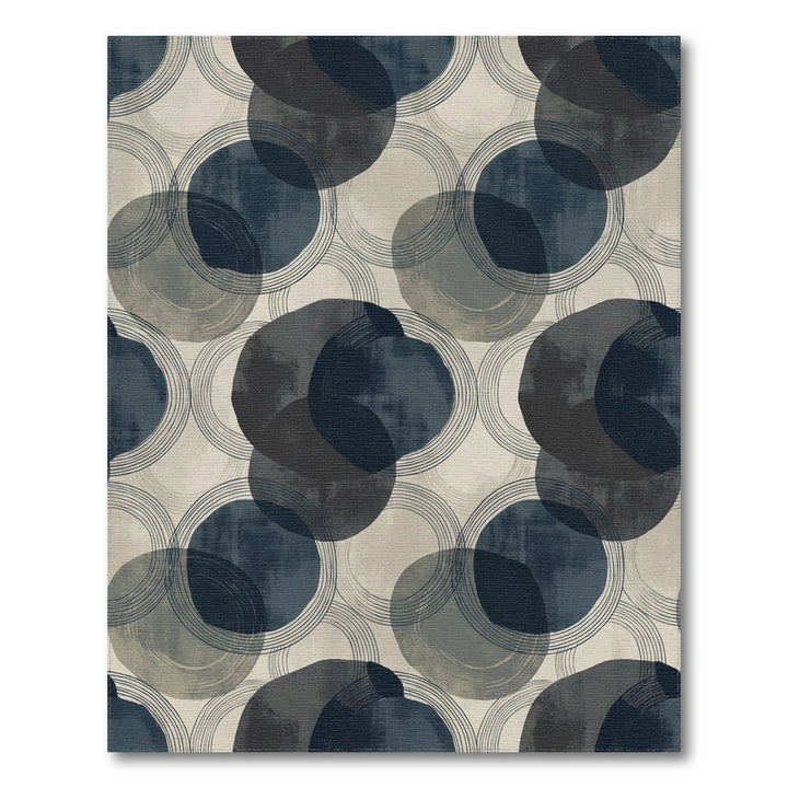 Mid-century navy blue abstract circles Rug