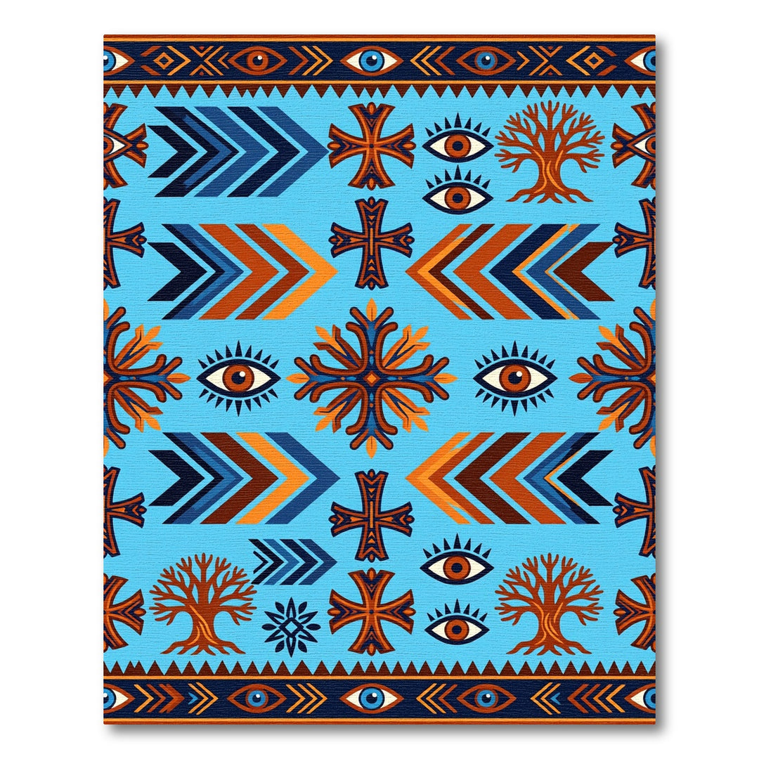 Azure Chevron Cross Tree Eye Rug