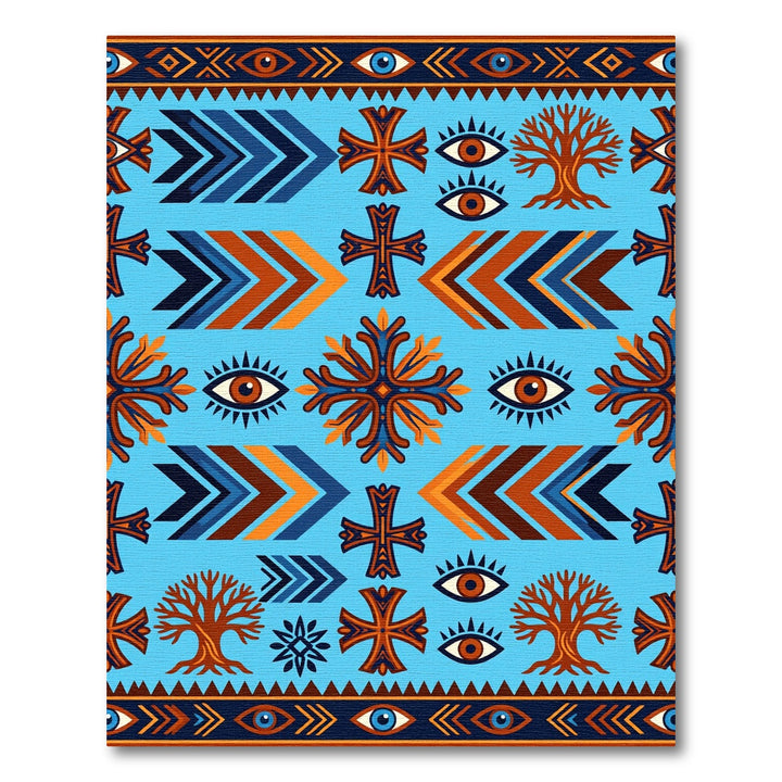 Azure Chevron Cross Tree Eye Rug