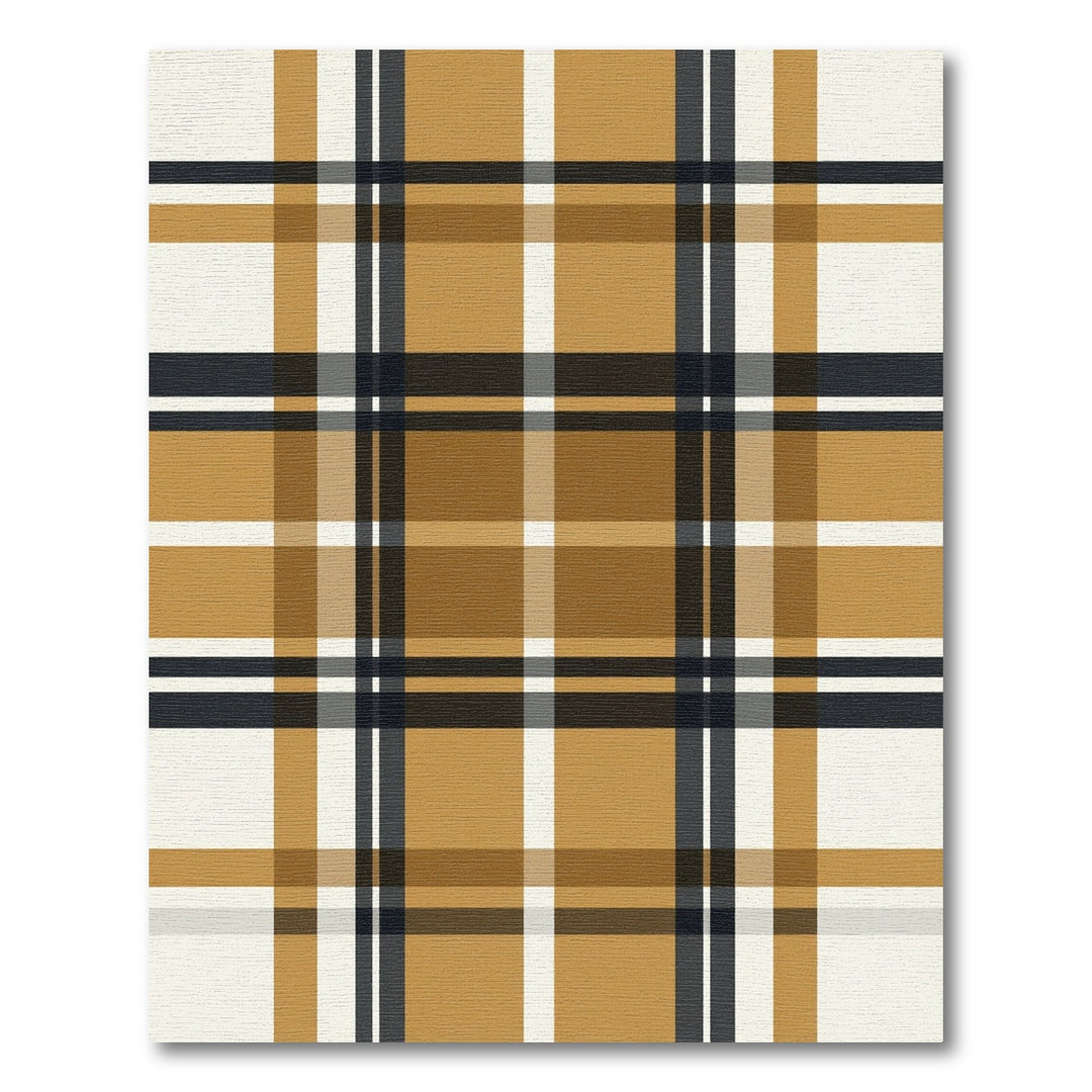 Golden Brown Plaid Grid Pattern Rug