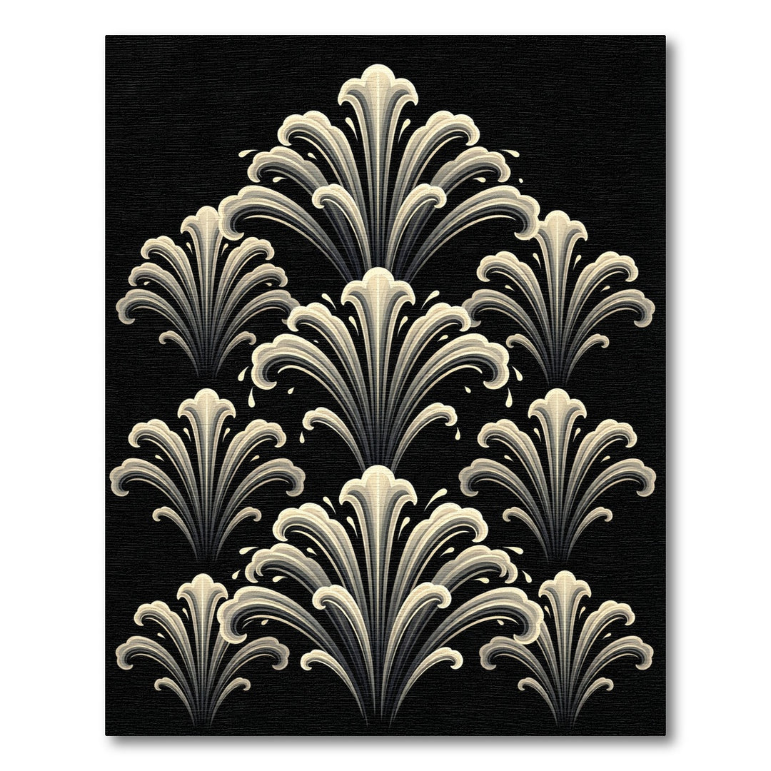 Art Deco Fountain Black Beige Rug