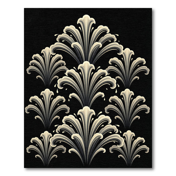 Art Deco Fountain Black Beige Rug