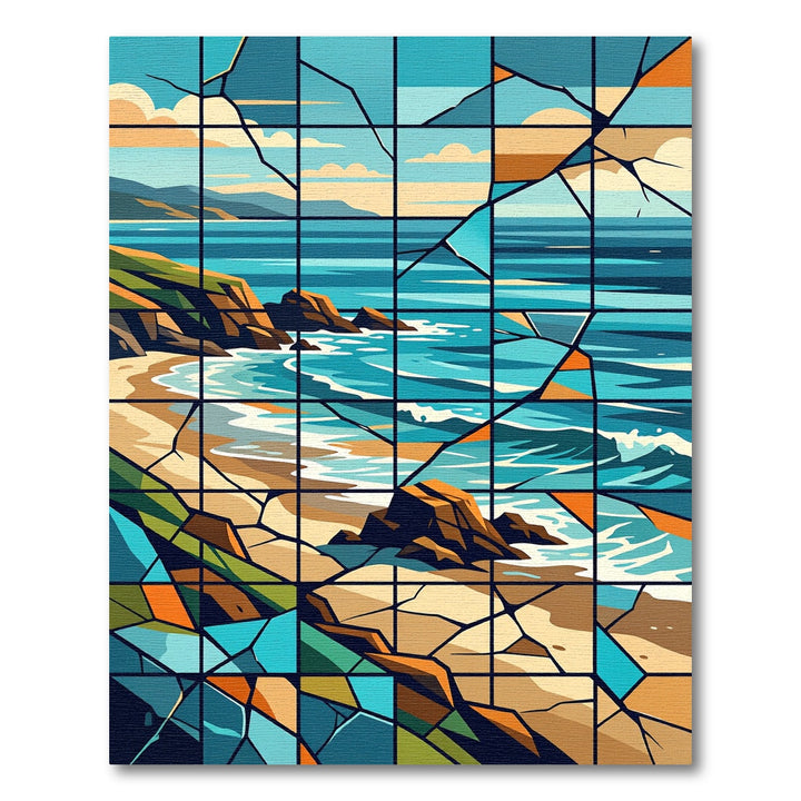 Coastal Beach Scene Stained Glass Rug