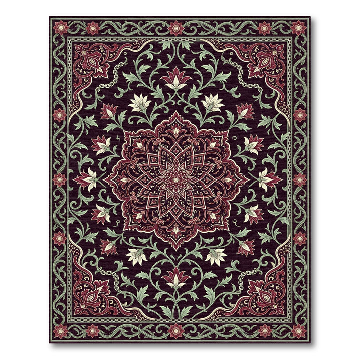 Victorian Red Floral Medallion Rug