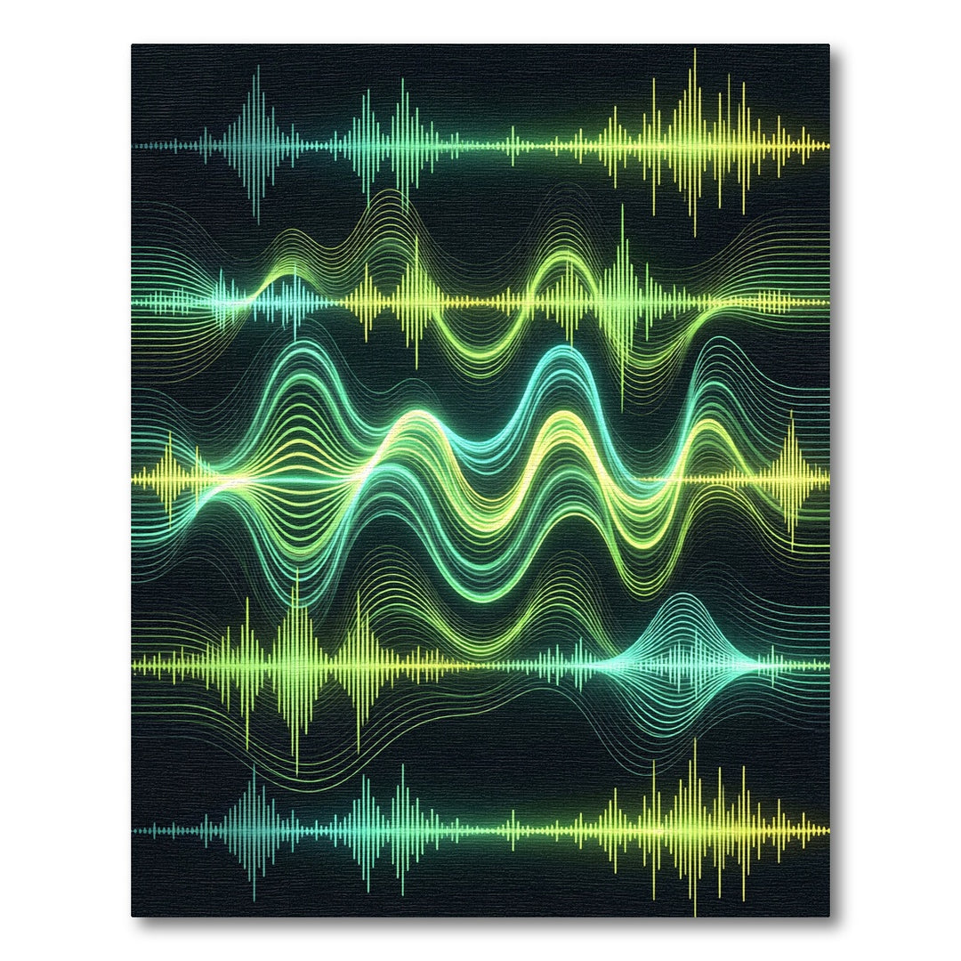 Neon Green Sound Wave Layers Rug