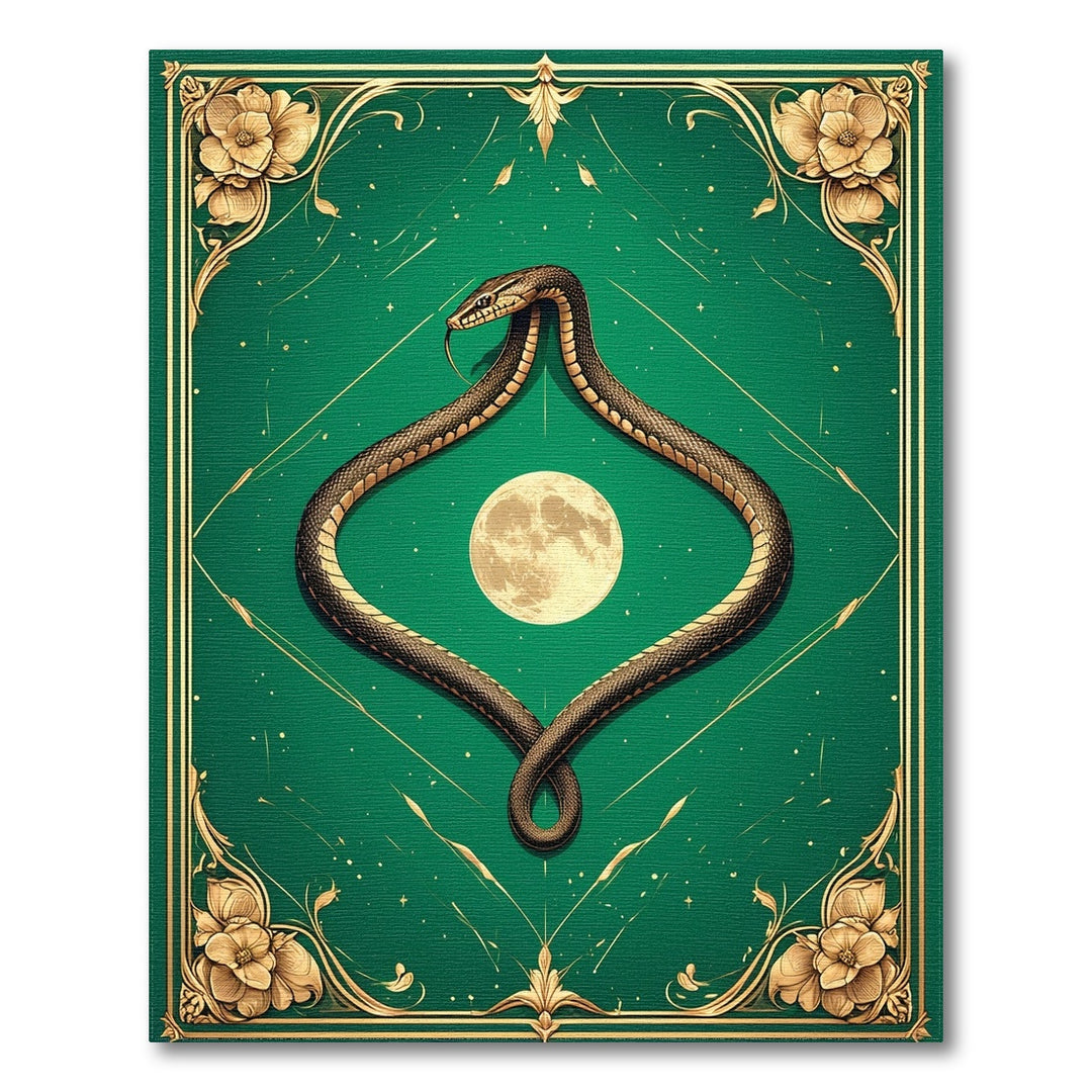 Serpent Moon Green Floral Area Rug