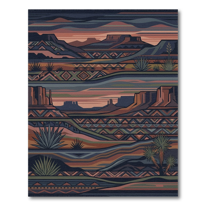 Southwestern Crimson Abstract Landscape Rug