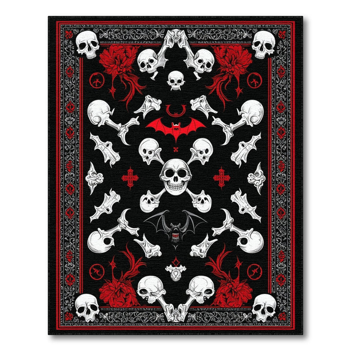 Gothic Skull Bat Washable Area Rug