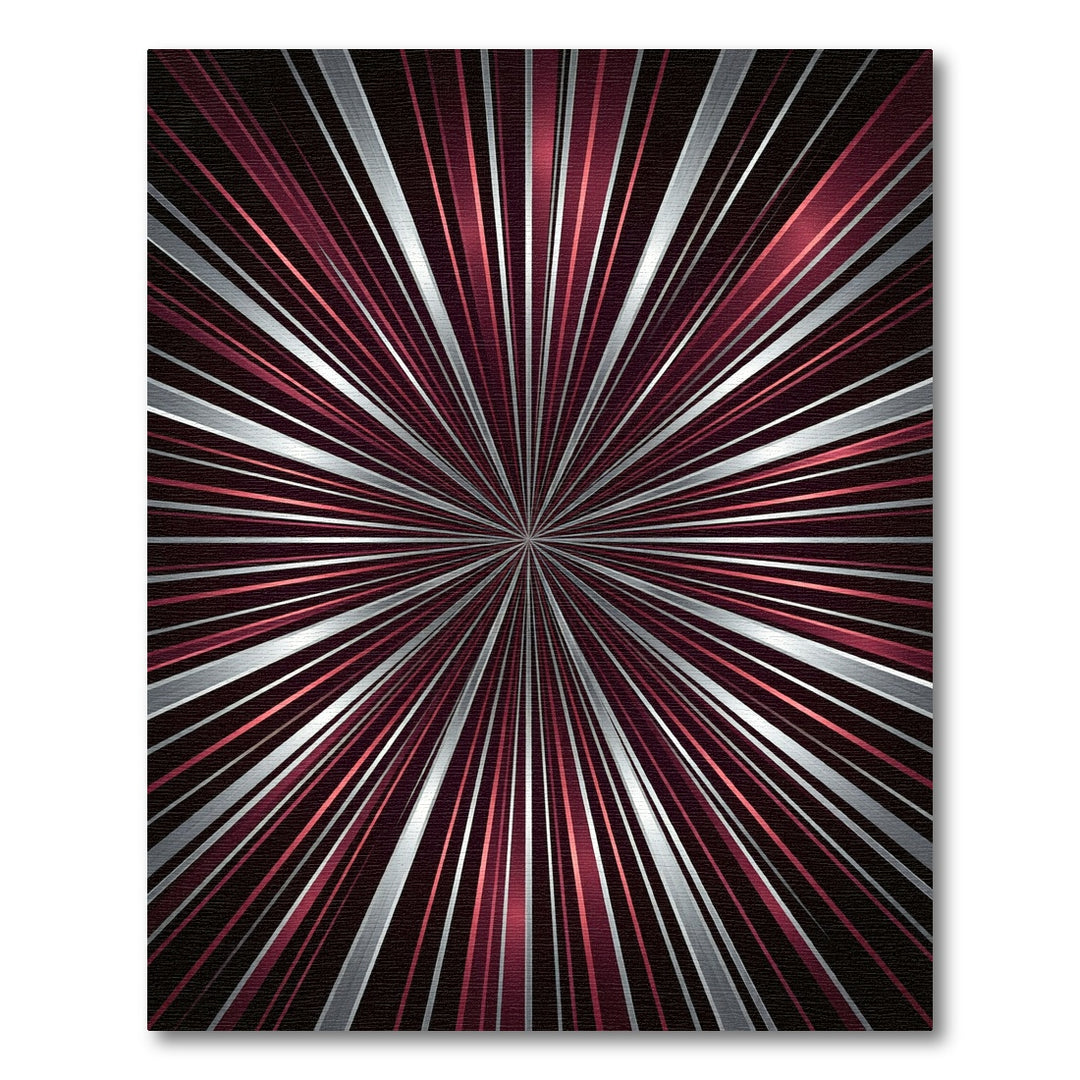 Radiant Crimson Silver Burst Rug