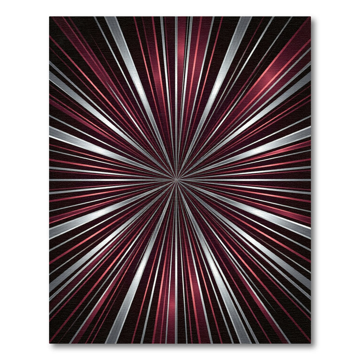 Radiant Crimson Silver Burst Rug