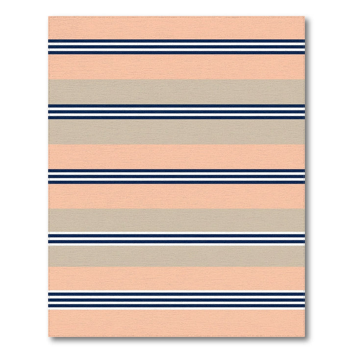 Coral Beige Navy Stripe Rug