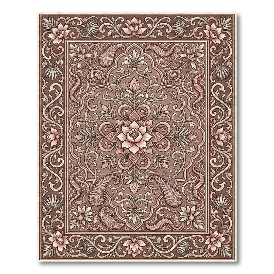 Earthy Floral Paisley Medallion Rug