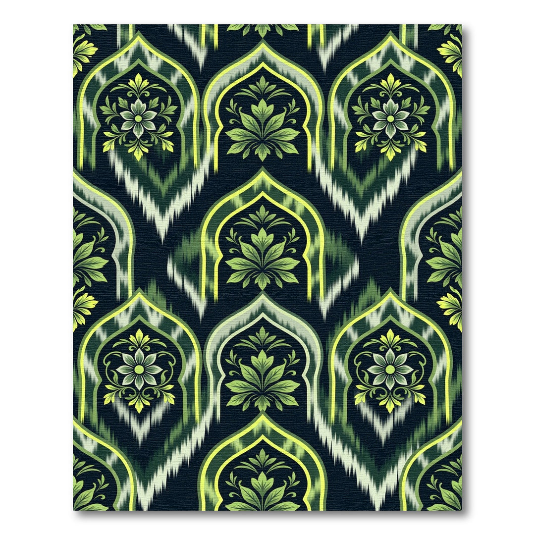 Green Golden Arch Floral Ikat Rug