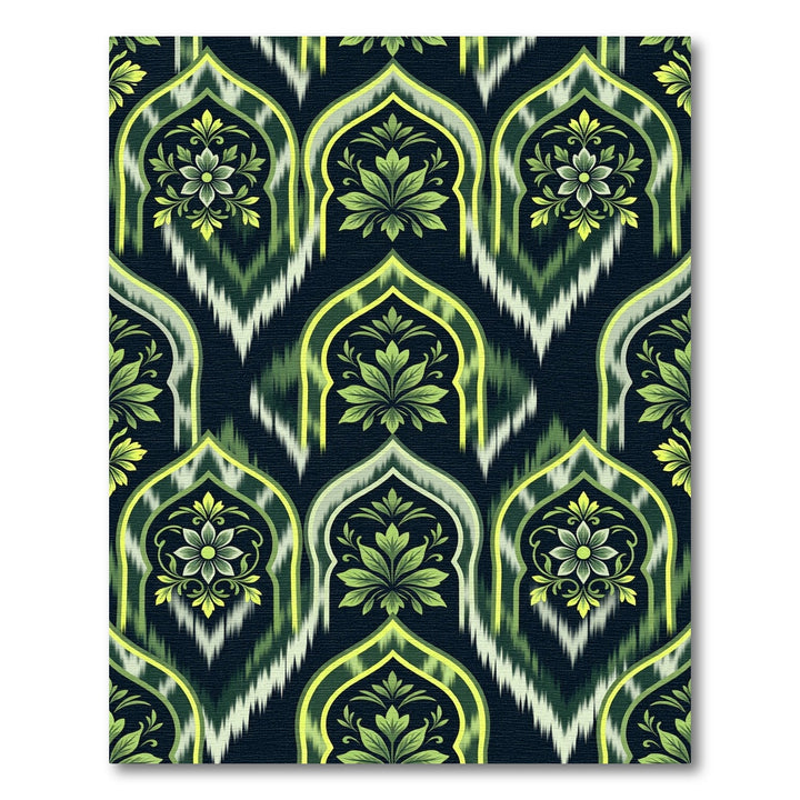 Green Golden Arch Floral Ikat Rug