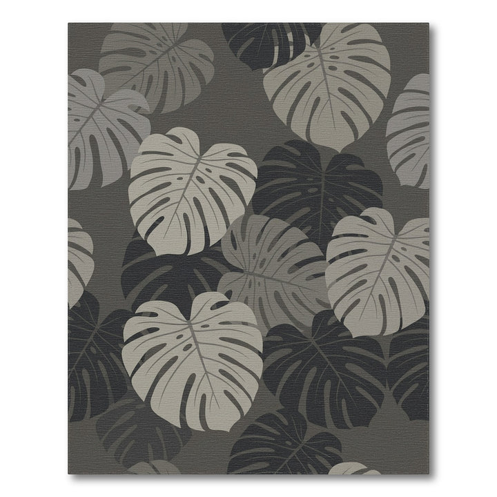 Monstera Leaf Slate Gray Tropical Rug