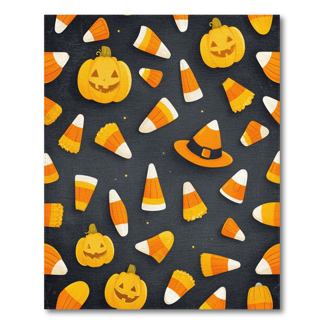 Halloween Pumpkin Candy Corn Kids Area Rug