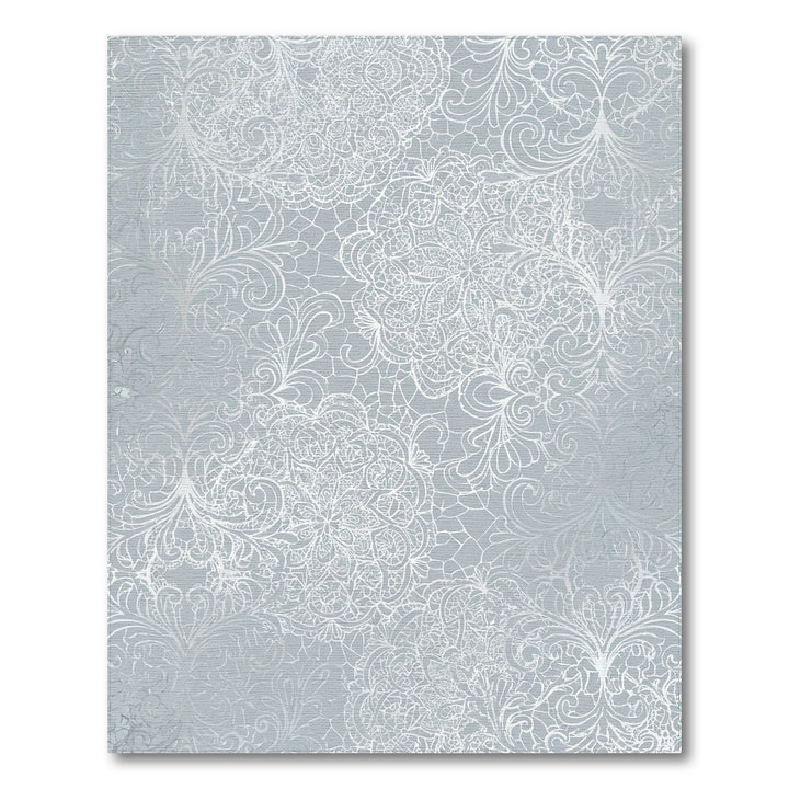 Pale Gray Ornate Lace Mandala Rug
