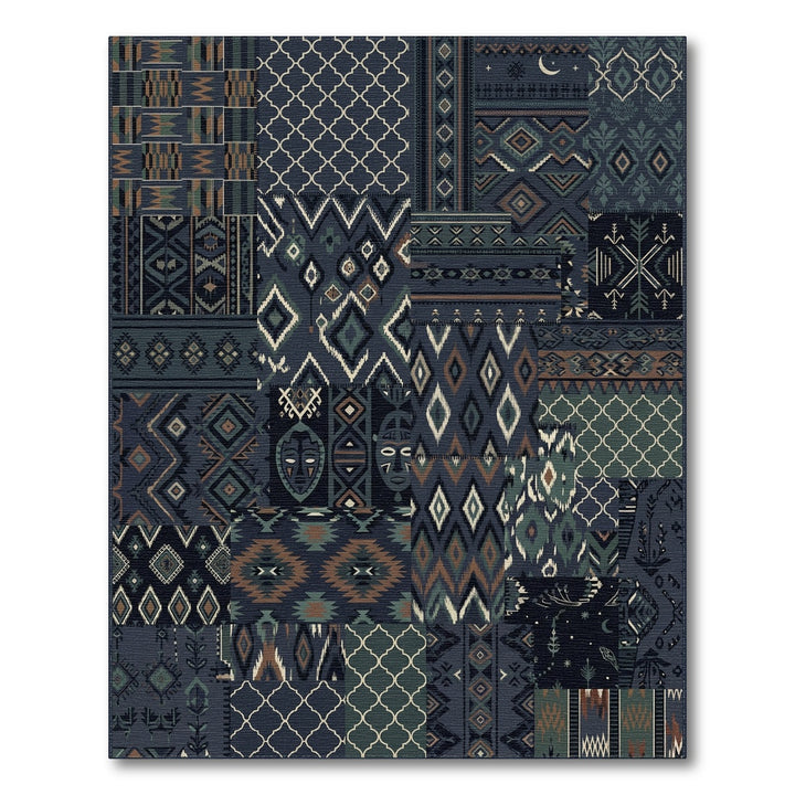 Nautical Tribal Patchwork Geometric Diamond Rug