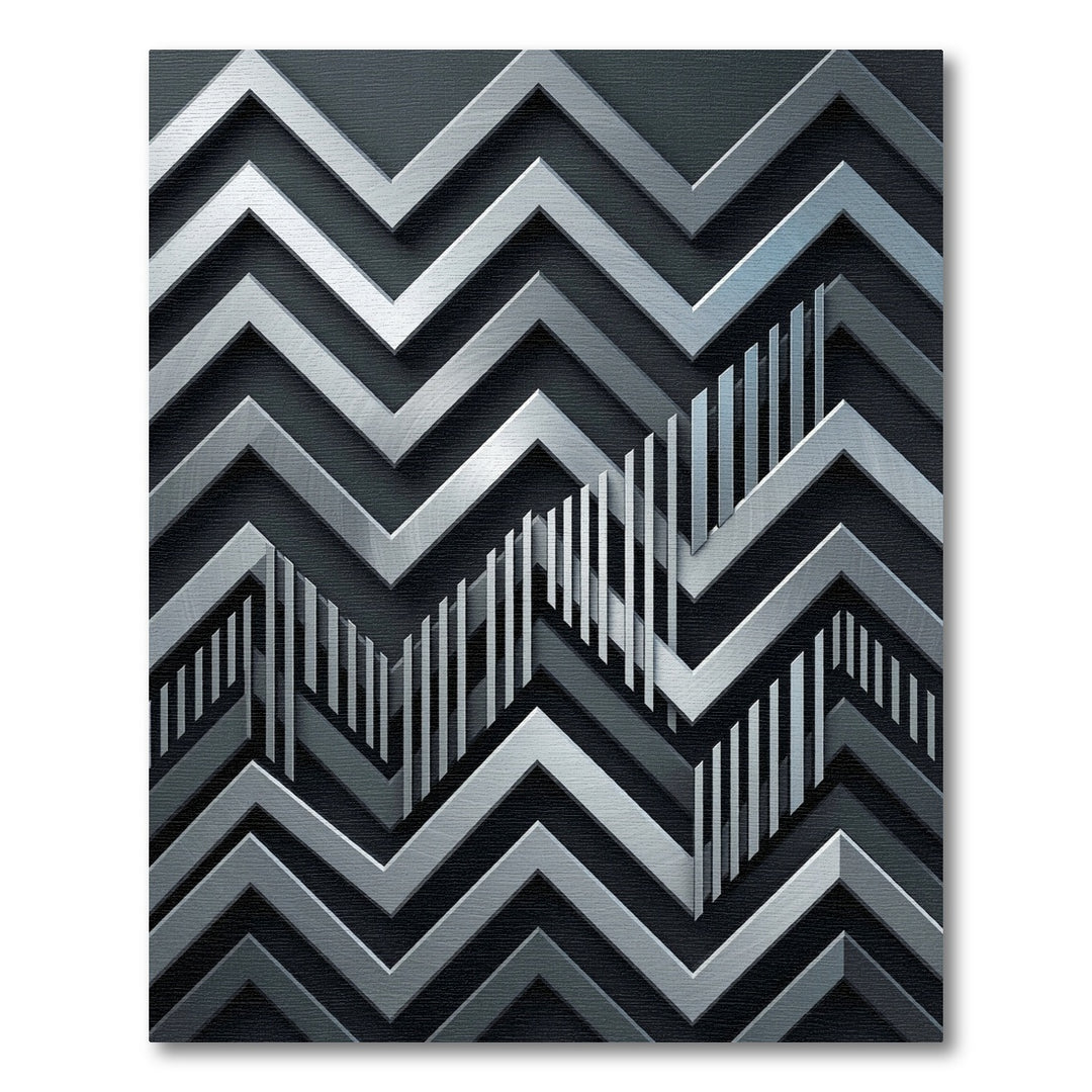 Silver Chevron Zigzag Geometric Rug