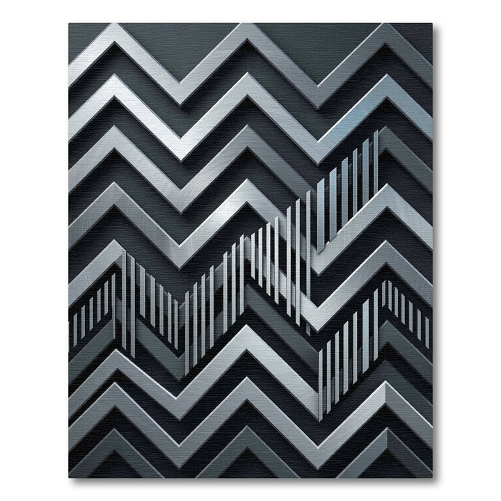 Silver Chevron Zigzag Geometric Rug