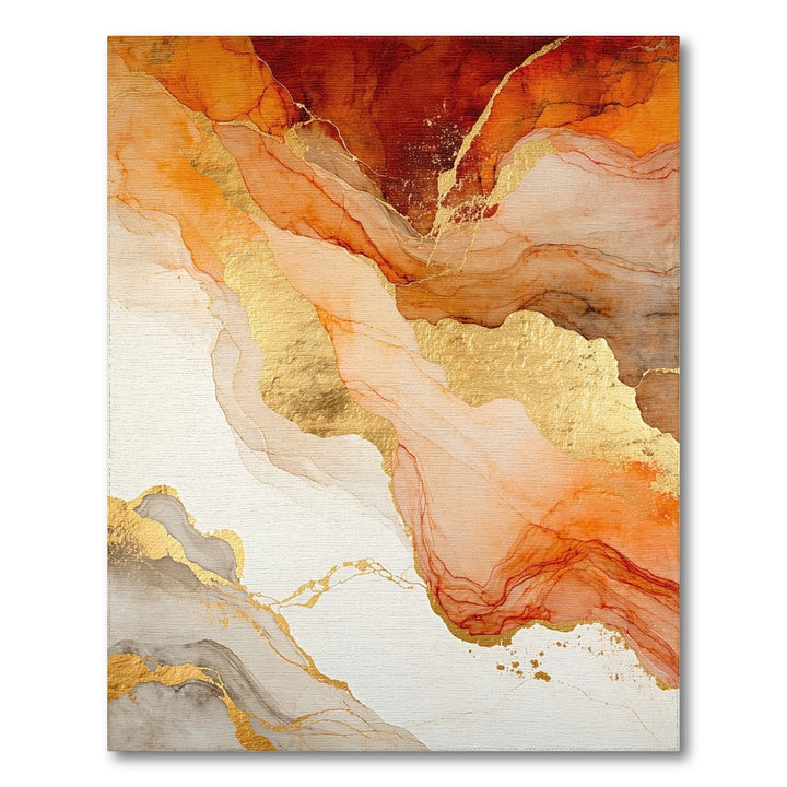 Fluid Orange Gold Abstract Area Rug