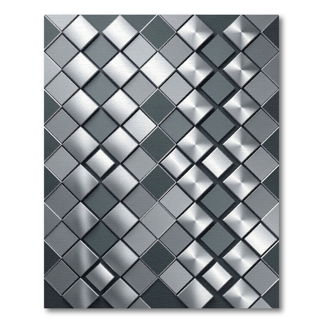 Modern Silver Diamond Grid Rug