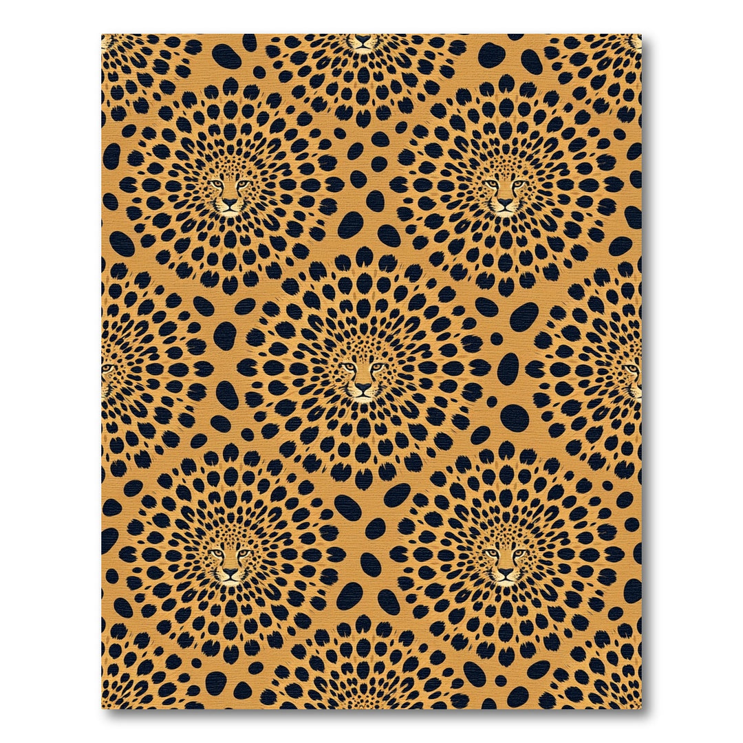 Golden Leopard Face Medallion Rug