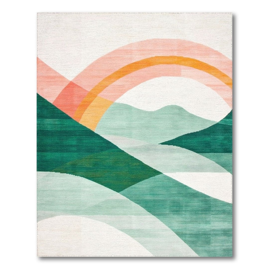 Multi-color and Patterns Geometric Arch Multi-Color Area Rug