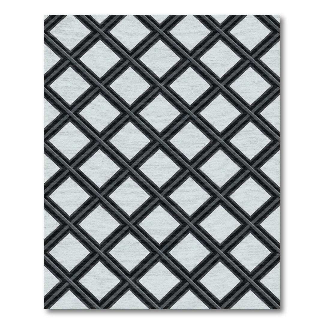 Geometric Black Gray Diamond Lattice Rug