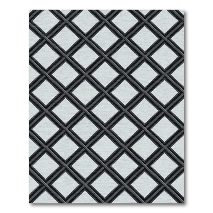 Geometric Black Gray Diamond Lattice Rug