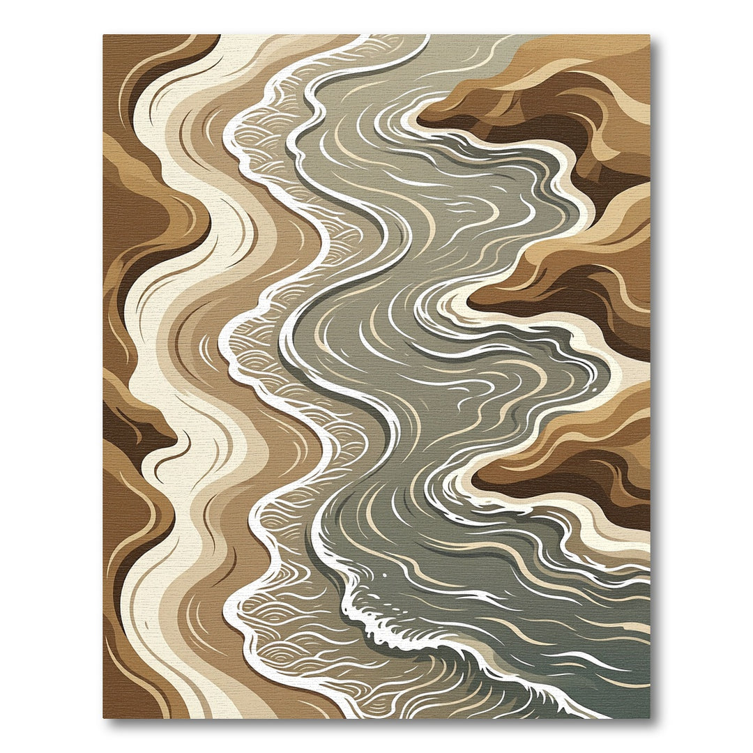 Earthy Tone Abstract River Flow Rug