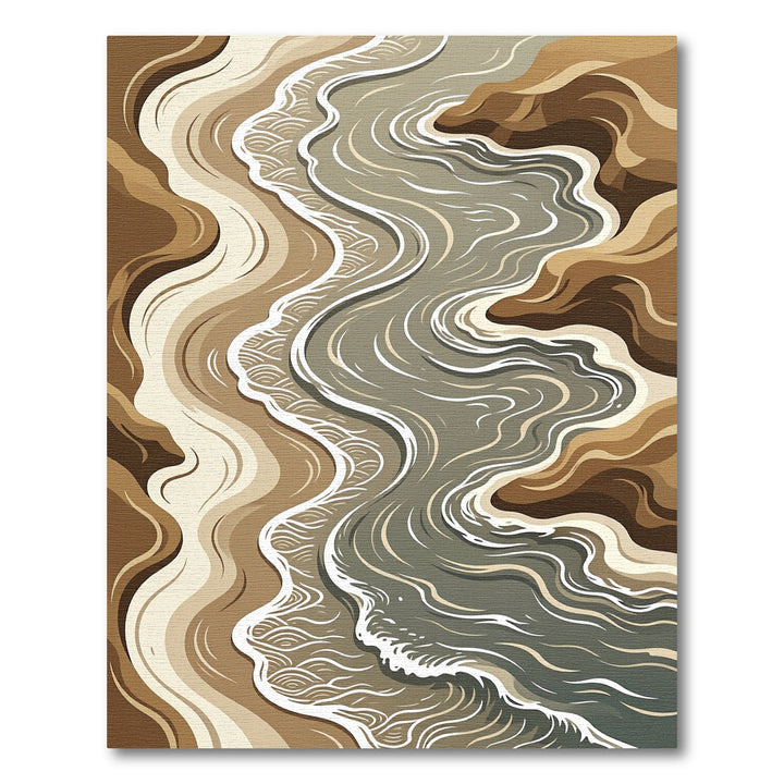 Earthy Tone Abstract River Flow Rug
