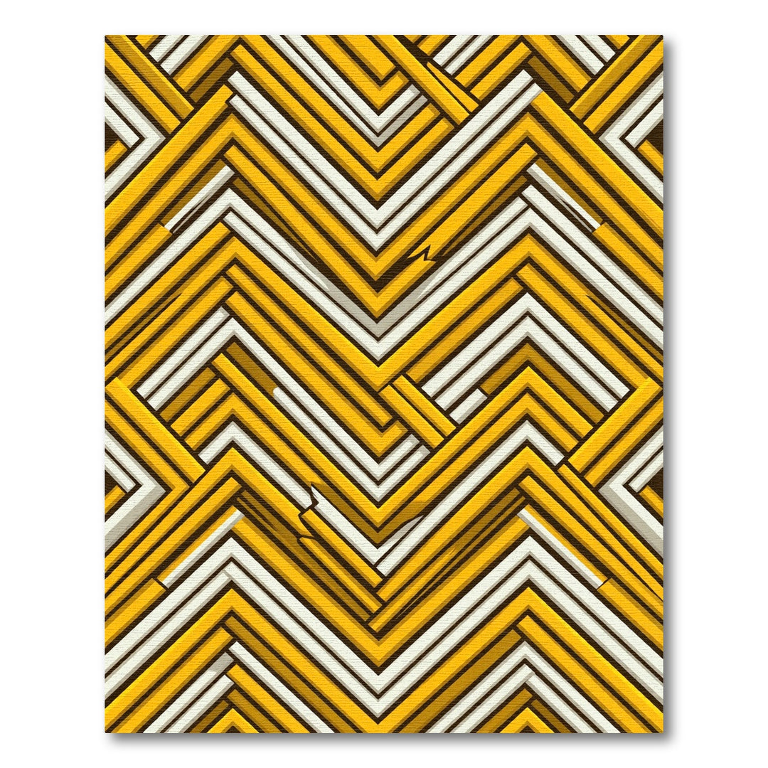 Golden Yellow Geometric Chevron Rug